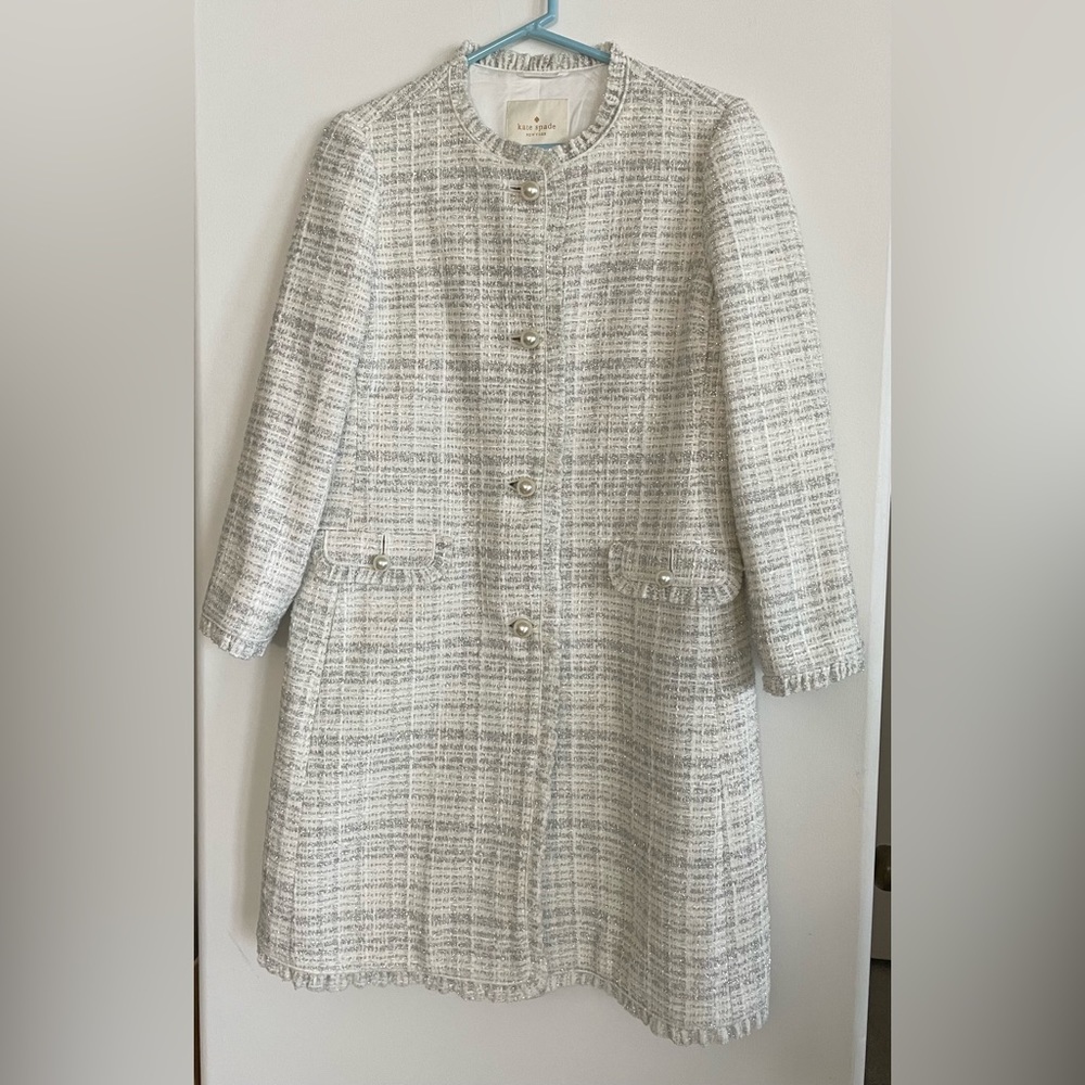 Kate Spade Sparkle Tweed Metallic Coat Size 6 - Picture 12 of 15